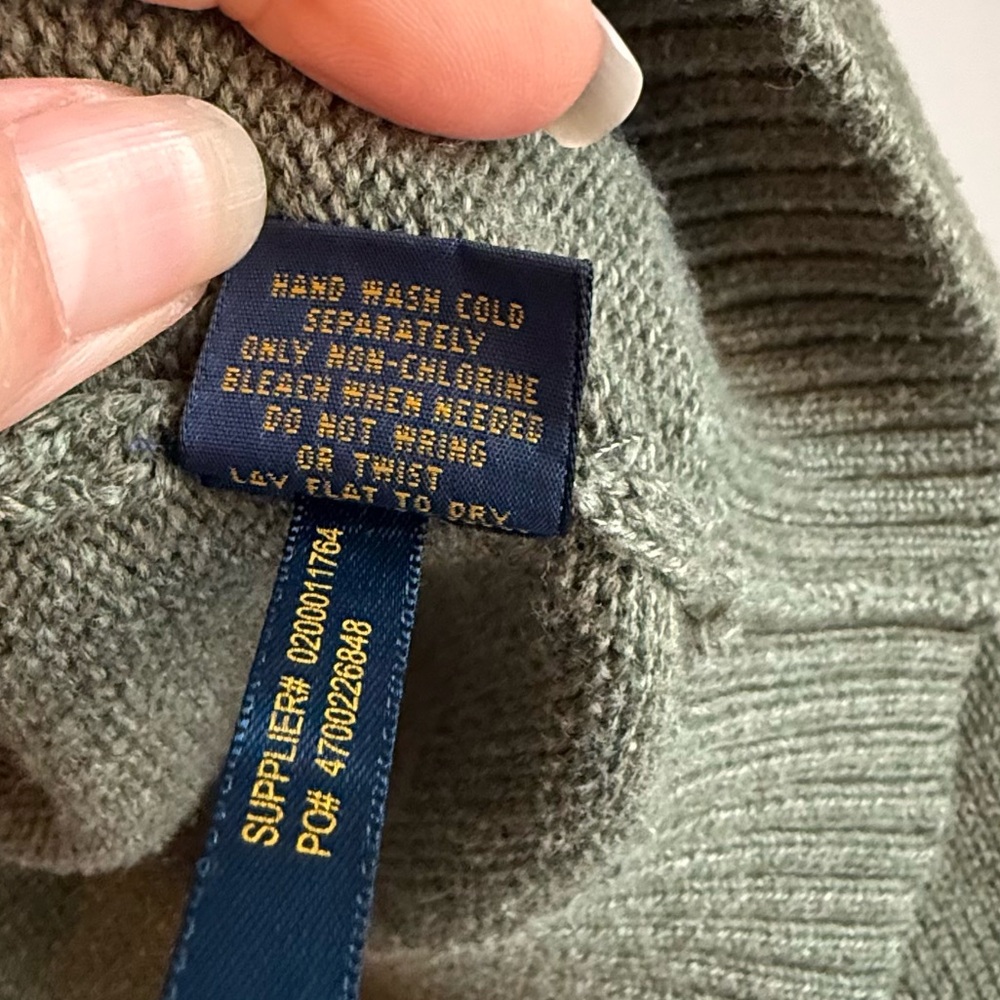 Polo Ralph Lauren Men's Olive Green 1/4 Zip-Up Sweater size L - Picture 4 of 6